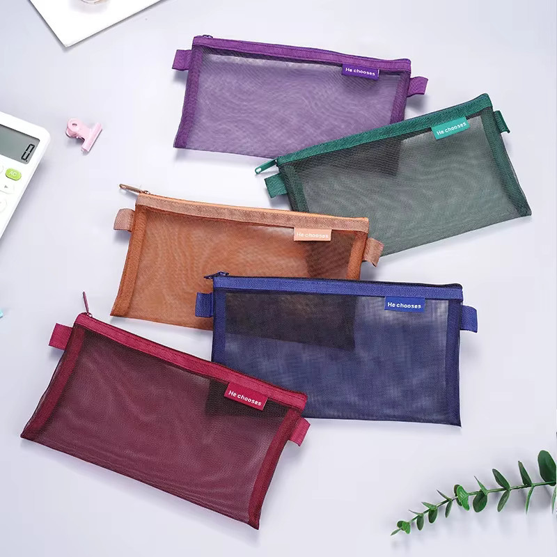 Transparente Mesh Kosmetiktasche mit Reißverschluss als tragbare Reise-Handtasche für Make-up und Schreibwaren - Bild 2