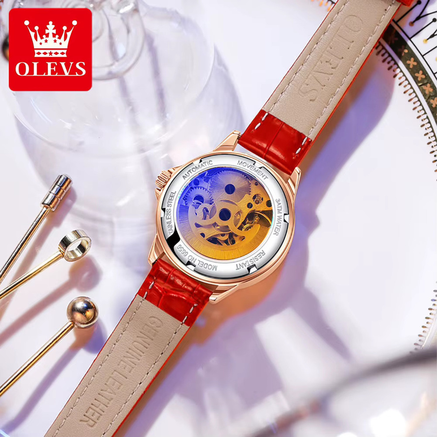 OLEVS Armbanduhr, Automatik, Edelstahl, Roségold, Diamantbesetzt, Damen - Bild 2