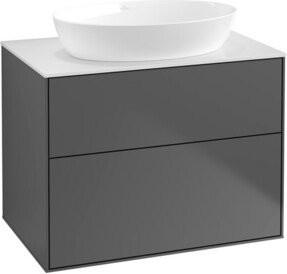 V&B Waschtischunterschrank Finion mit Wandbeleuchtung, Farbe: Weiß und Anthrazit matt, Breite: 80 cm, Tiefe: 50,1 cm - Bild 1