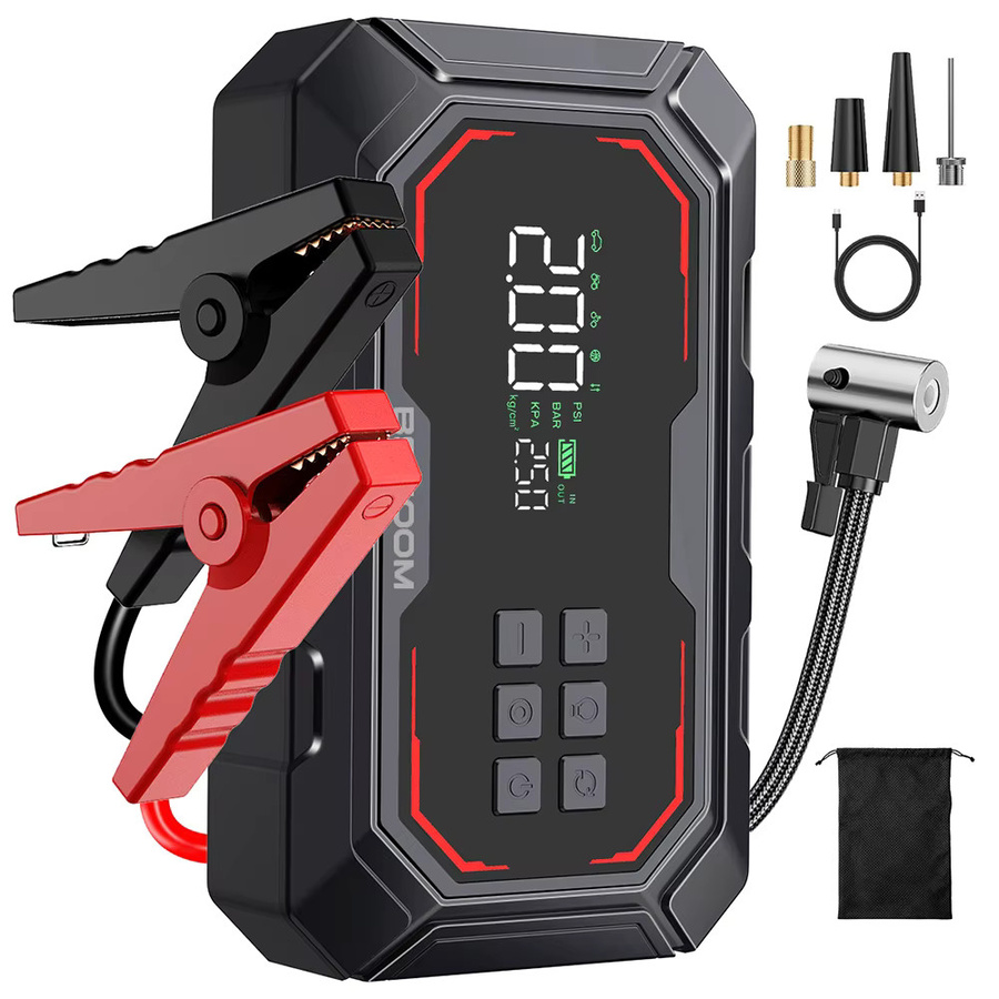 BIUBLE Starthilfe-Powerbank 21800mAh mit 1500A Auto-Batterie-Booster 12V und 150PSI Luftkompressor, tragbarer Reifenfüller mit LCD-Display, Schwarz - Bild 7
