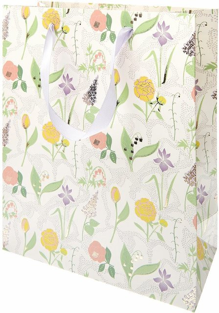 Rico Design Geschenktüte Blumenwiese in Gold und Multicolour, B: 32,0 cm, H: 26,0 cm, T: 12,0 cm - Bild 1