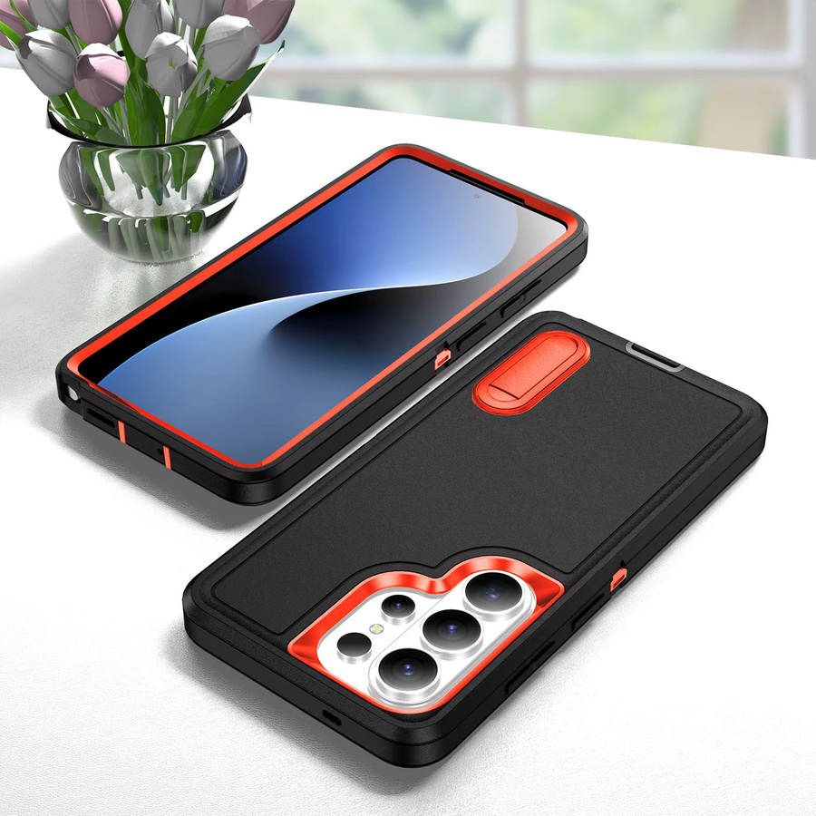 Robuste militärische Panzer-Handyhülle für Samsung Galaxy S26 Ultra S25 S24 S23 Plus S22 Android in Schwarz und Orange - Bild 5