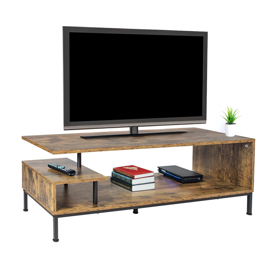 Relaxdays TV Lowboard im Industrial Style aus Holzwerkstoff und Stahl in Vintagebraun, B/T/H: 106 x 40 x 39,5 cm - Bild 2