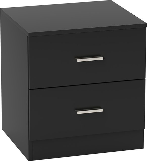 HOMCOM Moderner Nachttisch mit 2 Schubladen in Schwarz, Beistelltisch für Schlafzimmer und Wohnzimmer, B: 45 cm, T: 39,5 cm, H: 49 cm - Bild 1