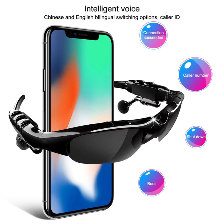 Briame Kabelloses Brillen-Headset mit Stereo-Kopfhörern und Mikrofon als Sport-Sonnenbrille für Radfahren und Autofahren in Schwarz oder Braun - Bild 6