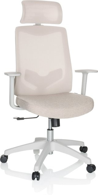 hjh OFFICE Home Office Bürostuhl MIKEO W in Beige mit Stoff und Netzstoff sowie Armlehnen - Bild 1