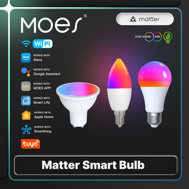 MOES Tuya Matter WiFi Smart LED Glühbirne GU10 RGBW Dimmbar mit Alexa und Google Home Unterstützung - Bild 1
