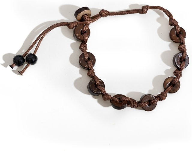 Midofare Armband, Keramik, Holzperlen, braun gewebt, Herren - Bild 1