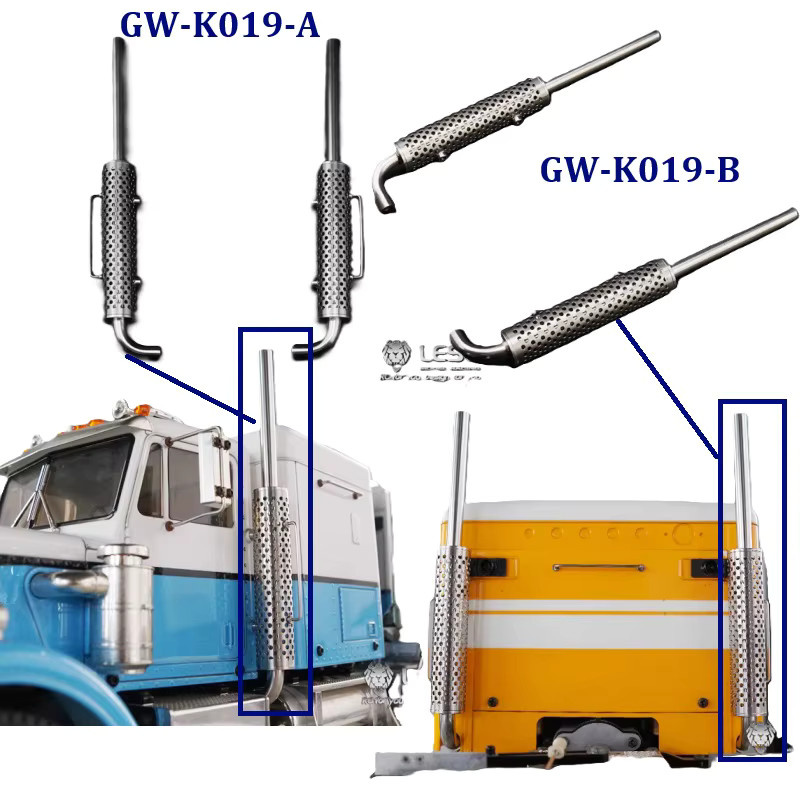 LESU Metall-Auspuffrohr für 1/14 RC Traktor-LKW, Zubehör, Grau - Bild 3