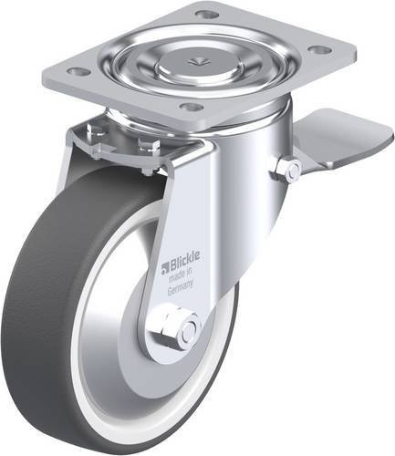 Blickle Lenkrolle LH-POTH 150K-ST-FA mit Feststeller, Rad-Durchmesser: 15 cm, Tragfähigkeit: 500 kg, Stahl und Kunststoff, galvanisiert, Farbe: Silber/Grau/Weiß - Bild 1
