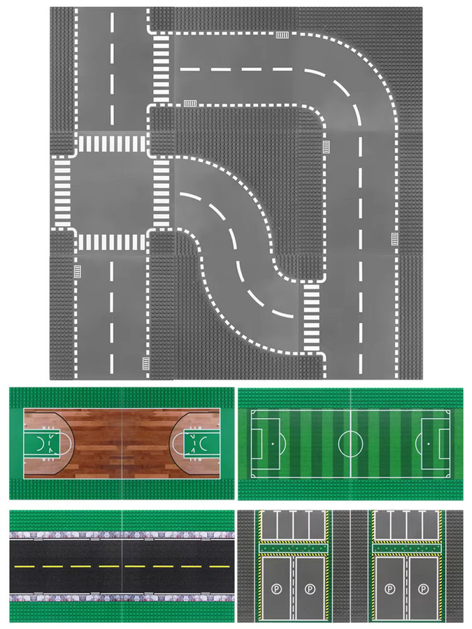 MARUMINE Stadtstraßen-Set, Bausteine Zubehör, Grundplatte, 32x32 - Bild 5