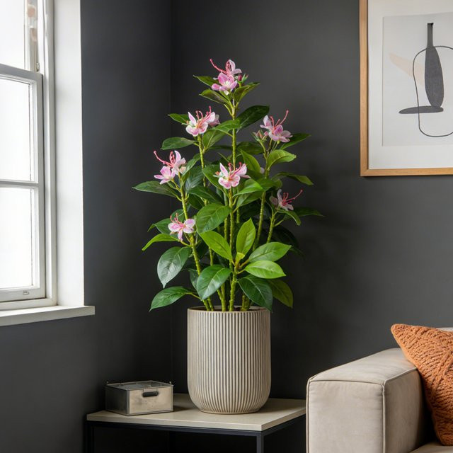 Künstliche Azaleenblüten und Magnolienzweige von Kmitang in Weiß für deine Dekoration zu Hause oder im Büro, Größe 21-40 cm - Bild 1