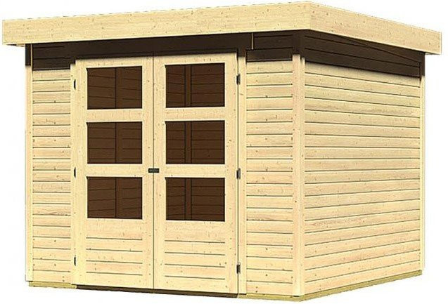 Karibu Gartenhaus Askola in Holz Natur mit Flachdach und ohne Anbaudach B/H/T: 242 x 211 x 246 cm - Bild 4