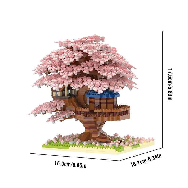 CONUSEA Mini Sakura Baum Haus Bausteine, mit Lichtern, Bunt / Mehrfarbig - Bild 2