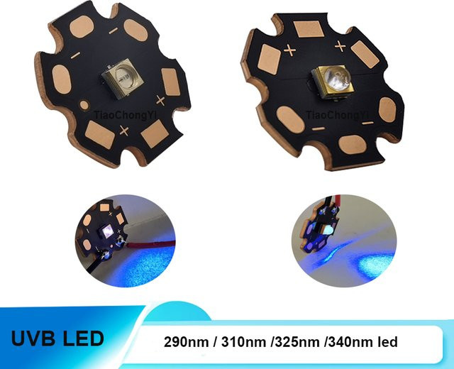 TiaoChongYi UV-LED Ultraviolettlampe mit Kupfersubstrat 3838, Wellenlängen 290 nm bis 340 nm, DC5-7V - Bild 1