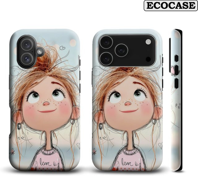 Handyhülle mit süßem Mädchen und Vögeln für Apple iPhone 17 16 15 14 13 12 11 Pro Max Plus, mehrfarbig, doppelschichtige Rückseite - Bild 1