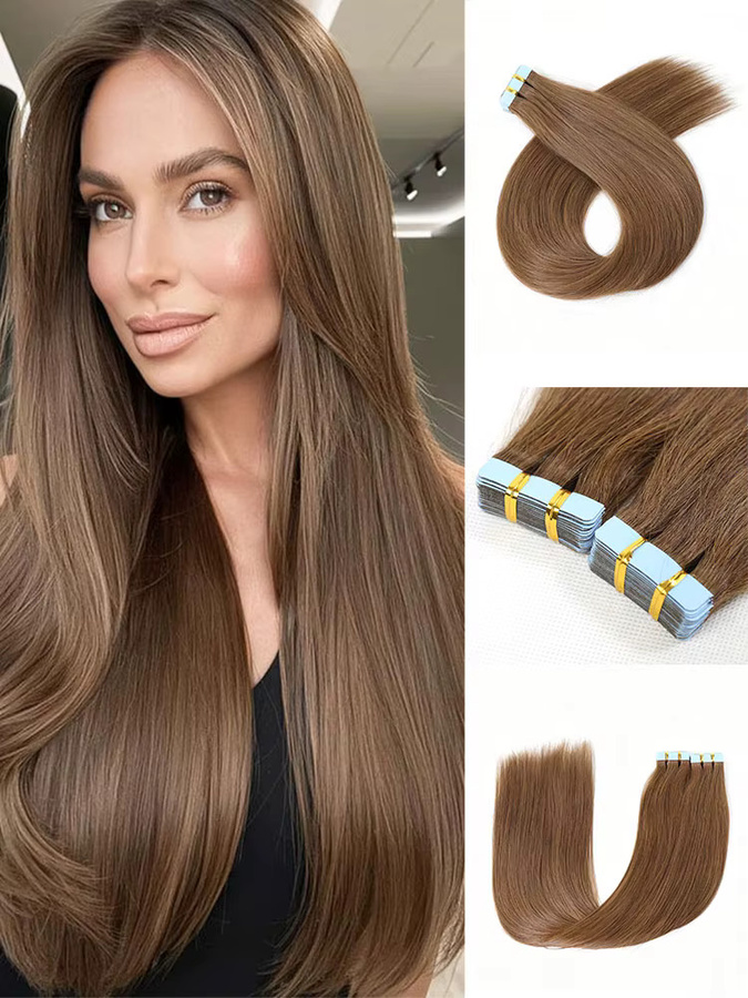 Bfirehair Tape-In-Echthaarverlängerungen, blondes Highlight, 50,8 cm, Damen - Bild 5