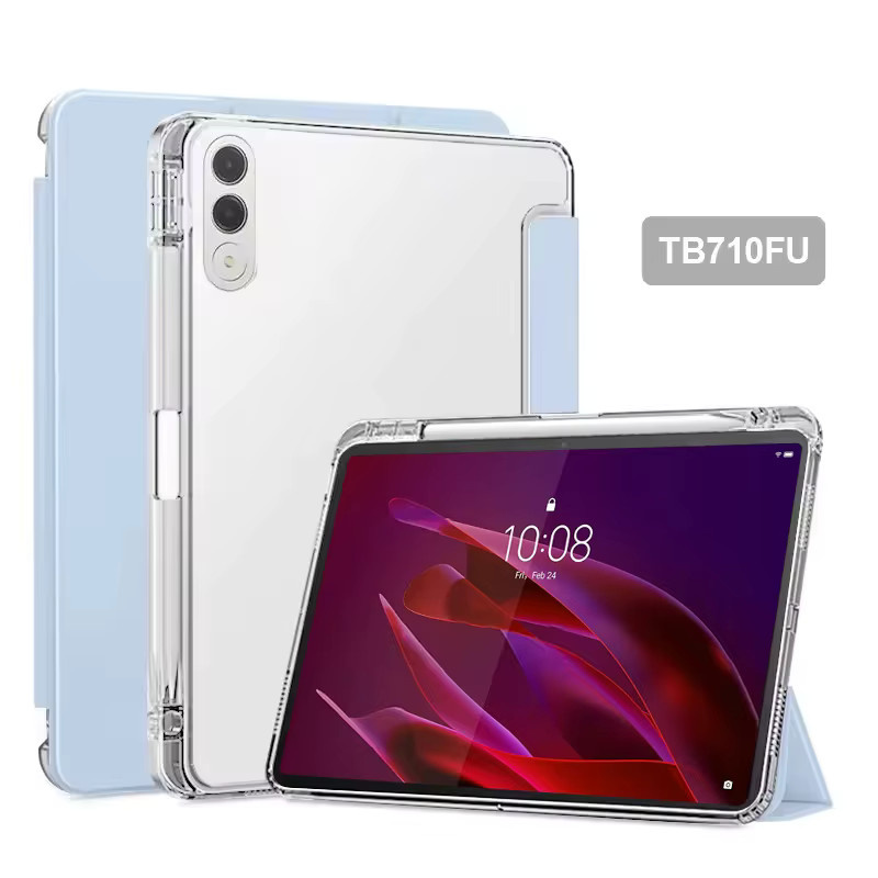 Lenovo Yoga Tab 11.1 TB710FU Hülle in Blau mit Stifthalter, dreifach faltbar aus PU-Leder mit Standfunktion und weicher Rückseite - Bild 2