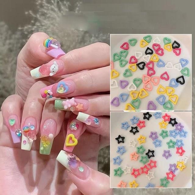 MAGT Nail Art Dekorationen, Stern und Herz, Matt, 100 Teile - Bild 1