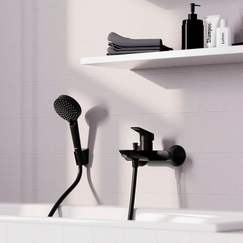 Hansgrohe Logis Einhebel-Wannenarmatur Aufputz in Mattschwarz B/H: 220 x 207 mm - Bild 1