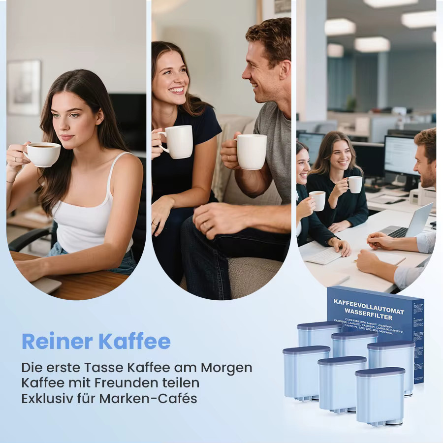 Reimol 4er-Pack Kaffeemaschinen-Wasserfilter blau, kompatibel mit Philips AquaClean CA6903 für Kaffeevollautomaten und 3200 Espresso-Maschinen, Anti-Kalk-Filter - Bild 3