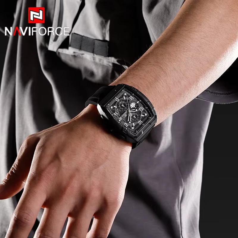 NAVIFORCE Armbanduhr, Quarz, Silikonarmband, Schwarz, Herren - Bild 4