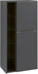Villeroy & Boch Mittelschrank Subway 3.0 in Graphitgrau mit Glastüren für dein Badezimmer B/H/T: 57,4 x 120 x 36,2 cm - Bild 1