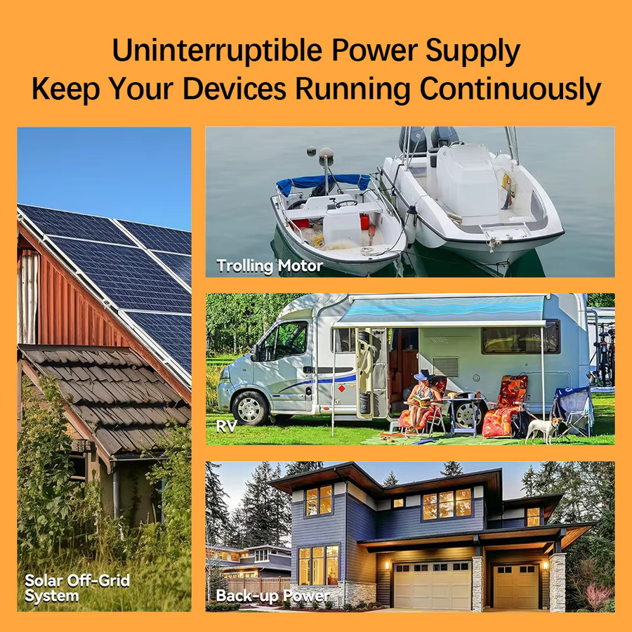 Likctt LiFePo4 Batterie mit integriertem BMS, Lithium-Eisenphosphat-Zelle für Wohnmobile, Golfcarts und Solar, Farbe: Schwarz - Bild 7