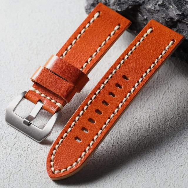 Raystray Uhrenarmband Leder, orange-gelb, Vintage, Unisex - Bild 1