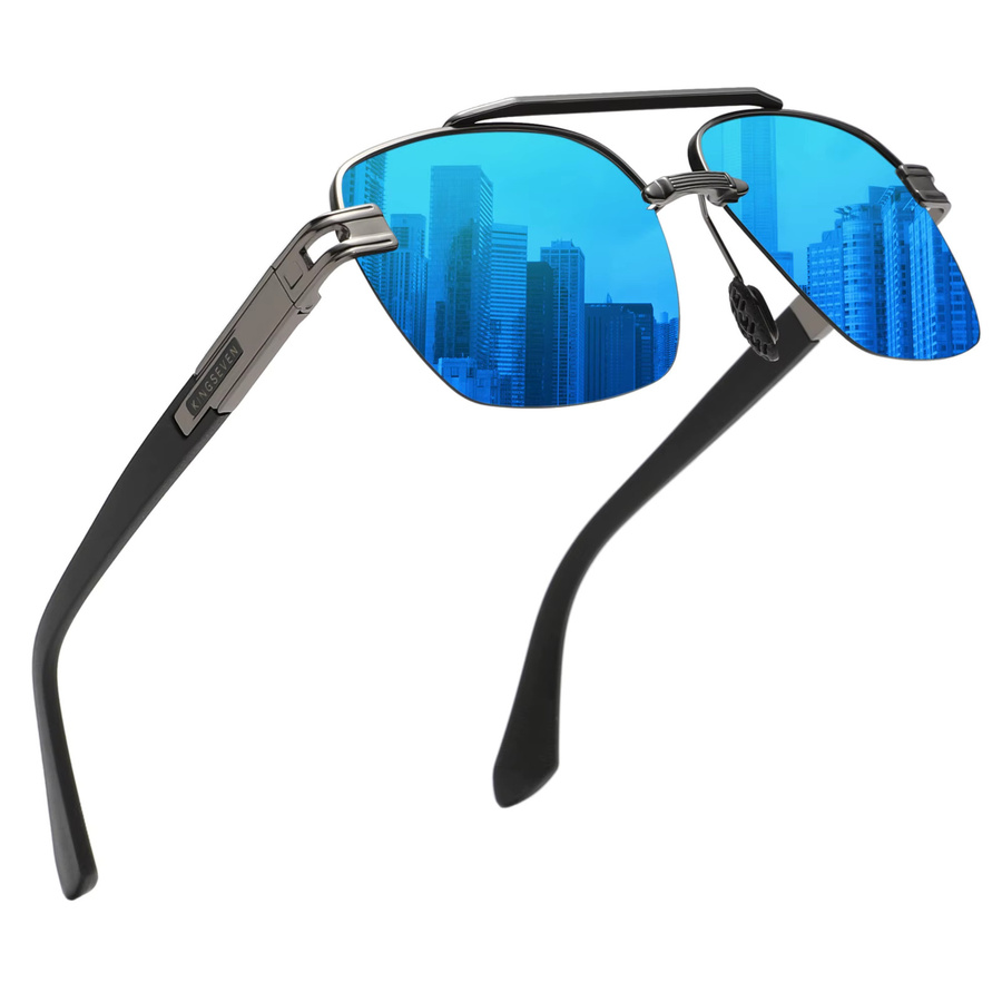 KINGSEVEN Sonnenbrille, Halbrand, Metall, blau, Unisex - Bild 4