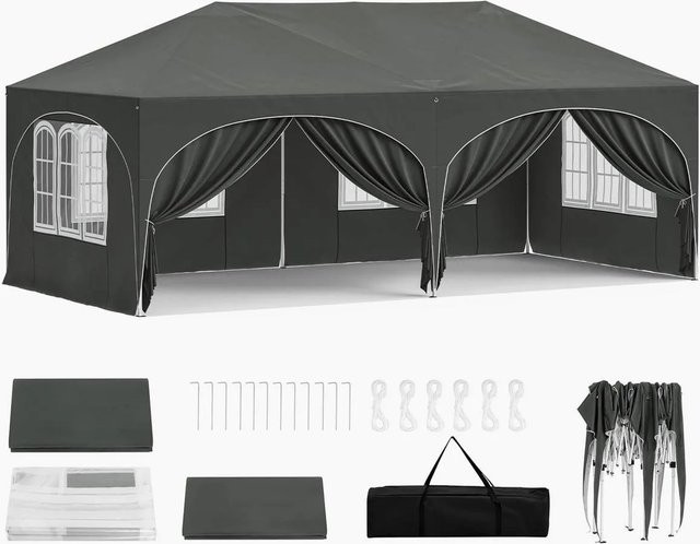 WOLTU Pavillon Grau B/T/H: 600 x 300 x 250 cm mit UV-Schutz und wasserabweisendem 210D Oxford-Gewebe - Bild 1