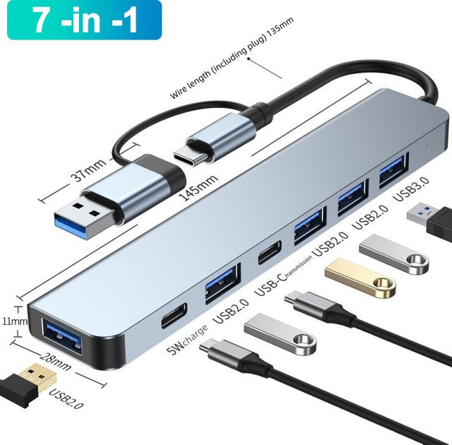 USB C Docking Station 4K 30Hz Typ C Hub mit RJ45 Ethernet und USB 3.0 in Silber für Macbook Air M1 und iPad Pro - Bild 1