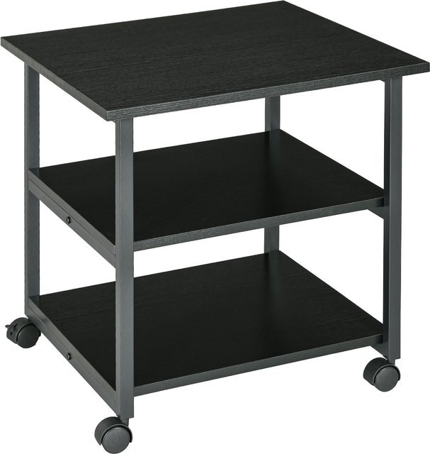 HOMCOM Druckerständer mit 3 Ebenen Ablagen auf Rollen, schwarz, B/T/H: 50 x 50 x 52,5 cm - Bild 1