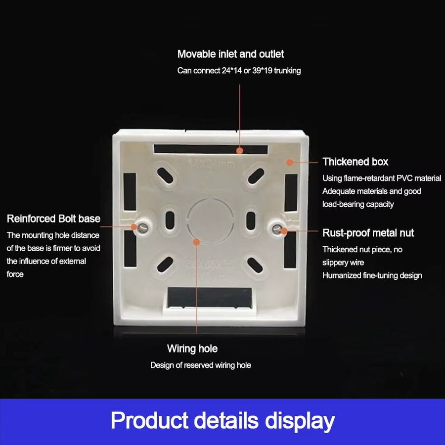 Pattress Back Box für 86 Typ Lichtschalter Steckdosen und Schalter zur Oberflächenmontage in Weiß - Bild 2