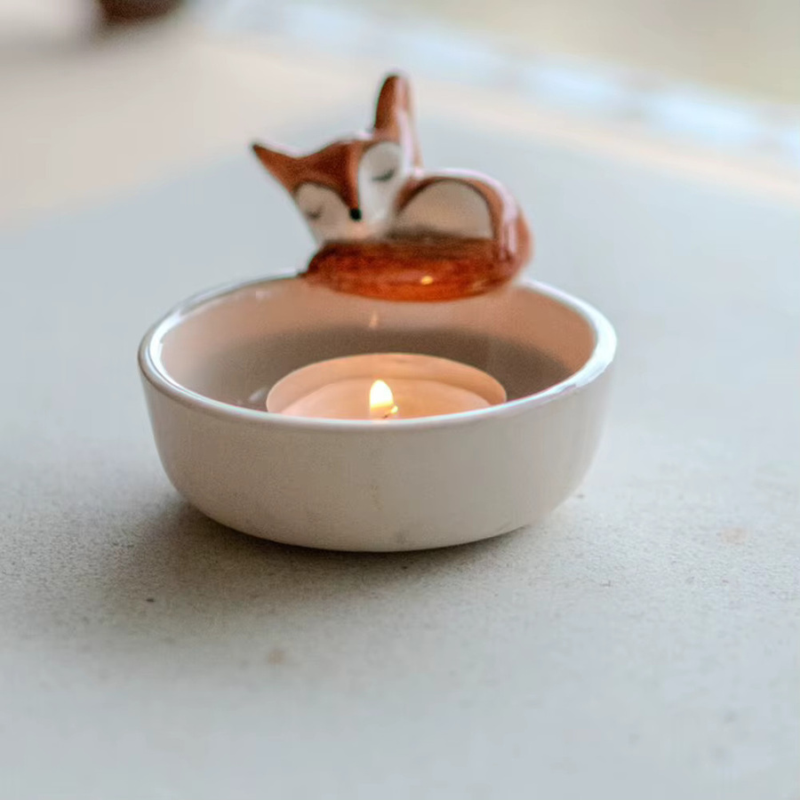 VKTECH Kerzenhalter Kätzchen in Weiß für Tealight als kreative Dekoration - Bild 3