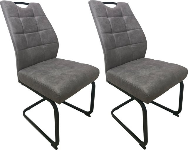 HTI-Living Schwingstuhl Marek 2er-Set modern in Hellbraun mit Cordstoff und Cantilever-Gestell - Bild 1