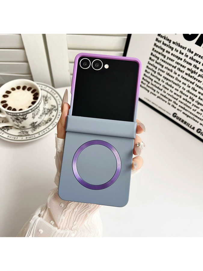 Magnetische MagSafe Schutzhülle mit Farbverlauf für Samsung Galaxy Z Flip (kompatibel mit Z Flip 8 7 FE 6 5 4 3) in Blau, Pink und Multicolour, stoßfeste Hartschale - Bild 1