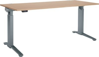 Schäfer Shop Genius ERGOSTYLE S Schreibtisch, elektrisch höhenverstellbar, einstufig, C-Fuß, Eiche/anthrazit, B: 180 cm, T: 80 cm, H: 71,5-118,2 cm - Bild 1