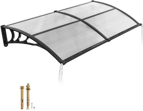 VEVOR Pultbogenvordach für die Haustür mit Entwässerung und ABS-Halterung, Polycarbonat-Türüberdachung für Veranda und Terrasse, Transparent, B/H: 96,5 x 198,7 cm - Bild 1