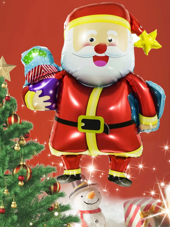 5er Set Weihnachts Luftballons mit Santa Claus, Elf, Elch und Lebkuchenmann Motiven in Multicolor für deine Weihnachtsdeko und Party - Bild 4