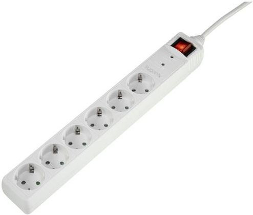 Sygonix SY-5044446 Überspannungsschutz-Steckdosenleiste mit 6-fach Schutzkontakt in Weiß - Bild 1