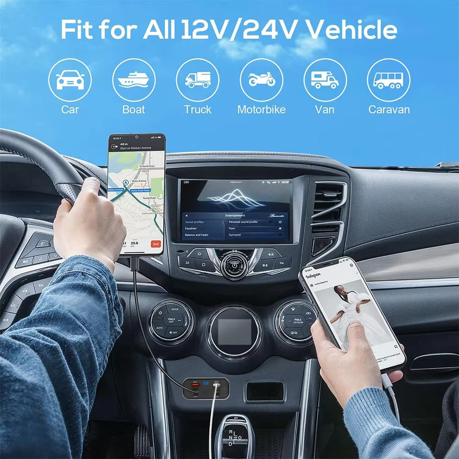 Kebidumei Auto-Ladegerät Schnellladestation mit QC3.0 und PD3.0, Wandmontage-Netzteil mit Schalter für Wohnmobil, Bus und Auto, Schwarz - Bild 3