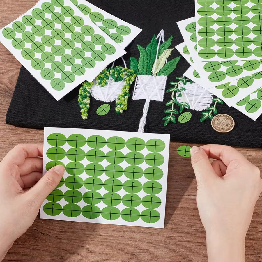 1296 Stück grüne Stickerei-Zielaufkleber aus Papier, ovale Platzierungsaufkleber für Maschinenstickerei, Nähen und Layout, Größe: 1,9 x 1,3 cm - Bild 2