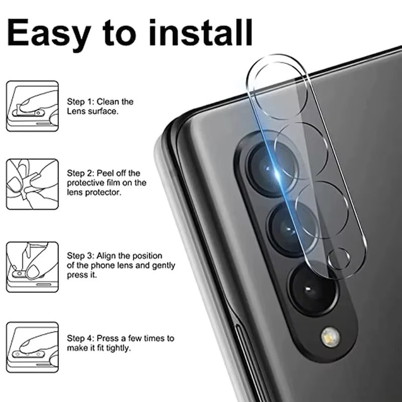 Samsung Galaxy Z Fold 7 6 5 4 Ultra HD Kamera Schutzfolie aus gehärtetem Glas, transparent, 1-3 Stück - Bild 3