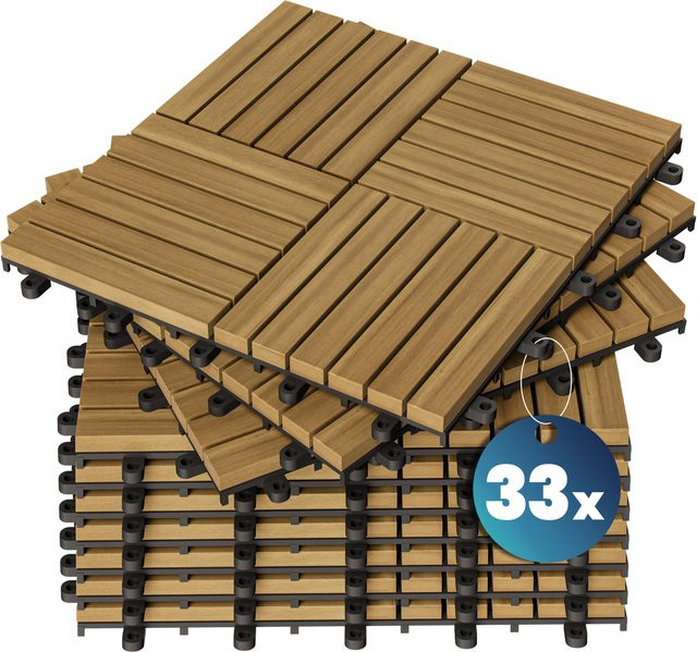 Akazie Quattro Mosaik Holzfliesen 33er-Set B/B/H: 30 x 30 cm - Bild 1