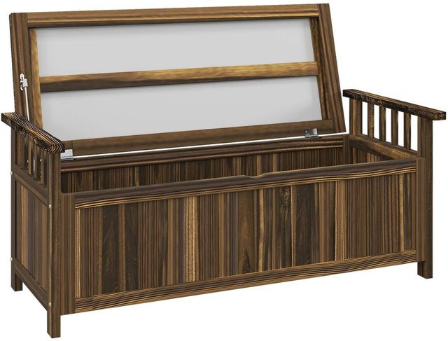 Outsunny 2-Sitzer Gartenbank aus Holz mit Stauraum und Armlehnen, wetterfest, B/T/H: 128,5 x 56 x 53,5 cm - Bild 3