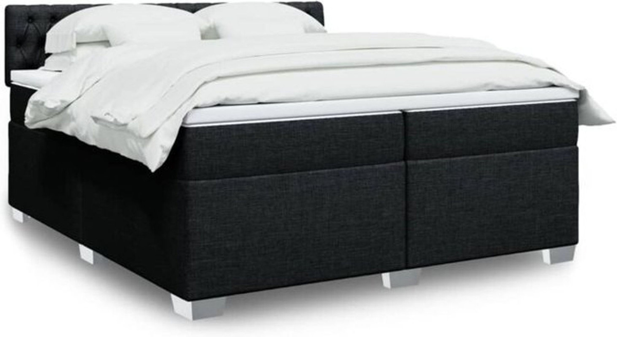 vidaxl Boxspringbett mit Matratze in Schwarz aus Stoff, B/T/H: 200 x 200 x 100,5 cm - Bild 1