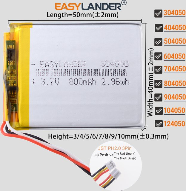 Easylander Li-Polymer Li-Ionen-Akku 3,7V 2400mAh mit 3-Pin Anschluss in Silber - Bild 1