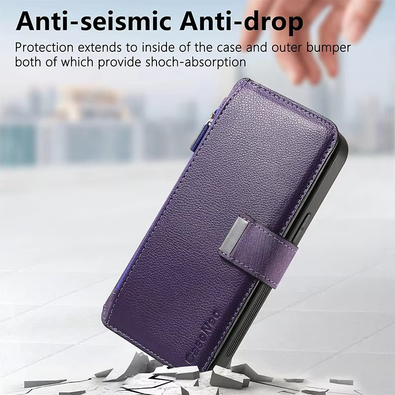 Leder-Magnetetui mit Mehrfach-Kartenfach für Samsung Galaxy S26 S25 S24 S23 S22 Plus Ultra FE Edge in Schwarz - Bild 5