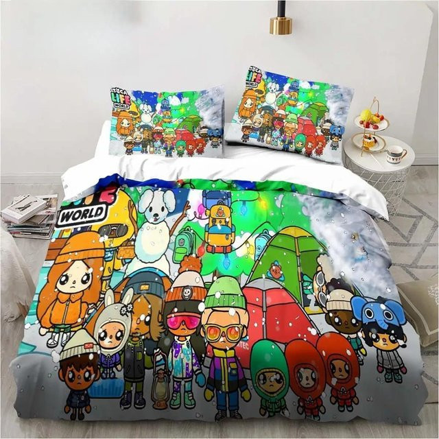 Toca Life World Bettwäsche Set mit Bettbezug und Kissenbezug, 3D Cartoon Design, Mehrfarbig, B/H: 135 x 200 cm - Bild 1